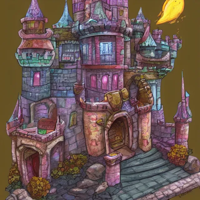 Image similar to castle made out of candy detailed scenery artwork, candy scenery artwork, fourth dimension, artstation!! pixiv!!