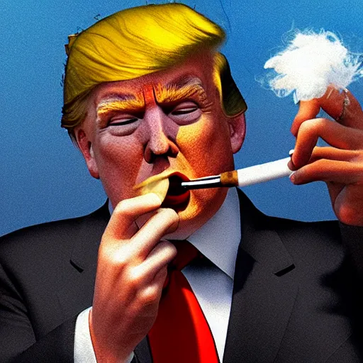 Image similar to a high quality photo of donald trump smoking a cigar, ultra realistic, artstation, cgsociety