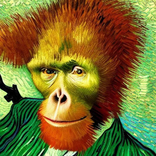 a van gogh painting of an orangutan, 4 k, hyper | Stable Diffusion ...