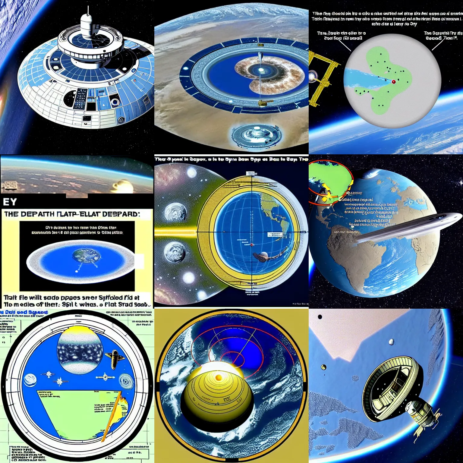 Prompt: the flat earth orbited by deep space nine, star trek ds 9 space station, flat earth theory, flatearth