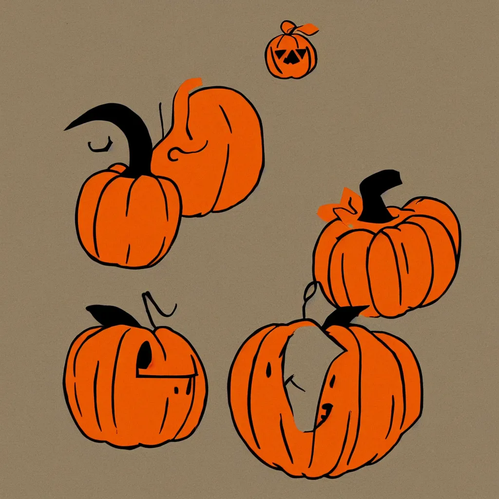 Prompt: a cute pumpkin in the style of saul bass