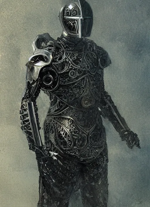 Image similar to portrait of futuristic king arthur knight cyborg, dark art, modern fine art, fractal, intricate, elegant, highly detailed, digital photography, subsurface scattering, by jheronimus bosch and frank miller and greg rutkowski,