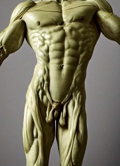 Image similar to anatomy, human, real, realistic, marble, gold, veins, muscle, extremely detailed, marble green, sculpture