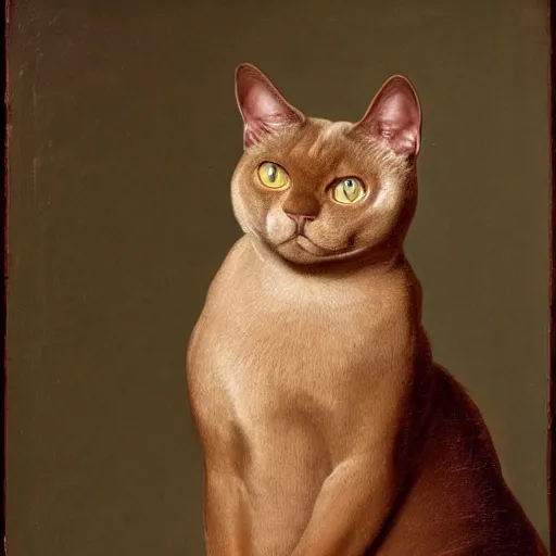 Image similar to renaissance portrait of a burmese cat