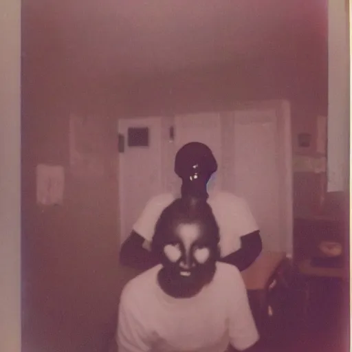 Prompt: Scariest thing ever seen, polaroid photo with flash, eerie, horror