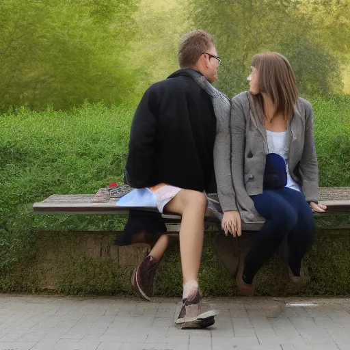 Image similar to a couple sitting on a park bench