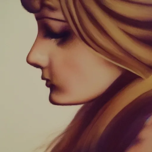 Prompt: side profile portrait of a beautiful goddess, gaudy