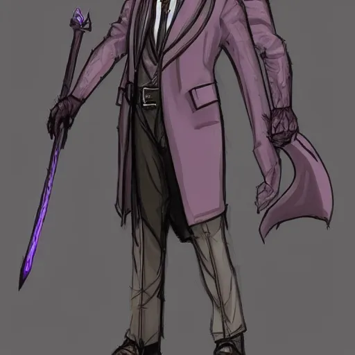 Image similar to A fantasy human character with similare vibes to a mob boss, dnd concept art