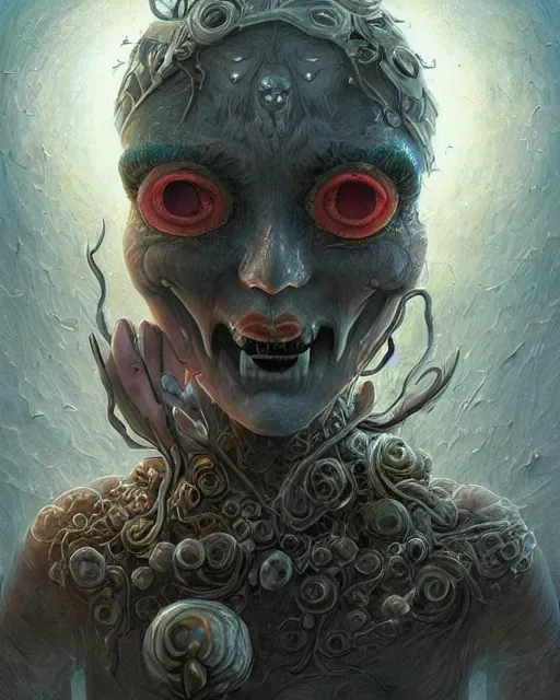 Image similar to death is swallowed up in victory, very detailed and beautiful womans face, screaming with fear, artwork by artgerm, centered shot, wide angle, full body, elfpunk, artwork by naoto hattori, landscape art by john howe