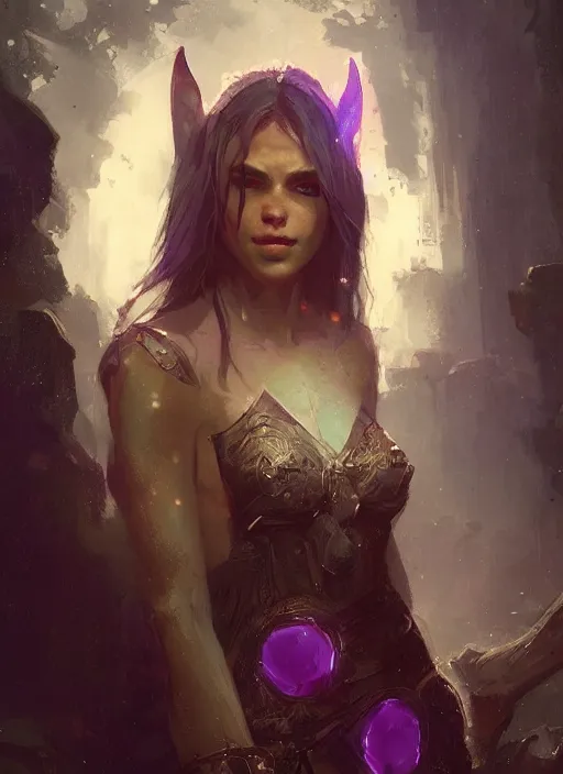 Image similar to female nightelf girl, beautiful face, rule of thirds, intricate outfit, spotlight, by greg rutkowski, by jeremy mann, digital painting