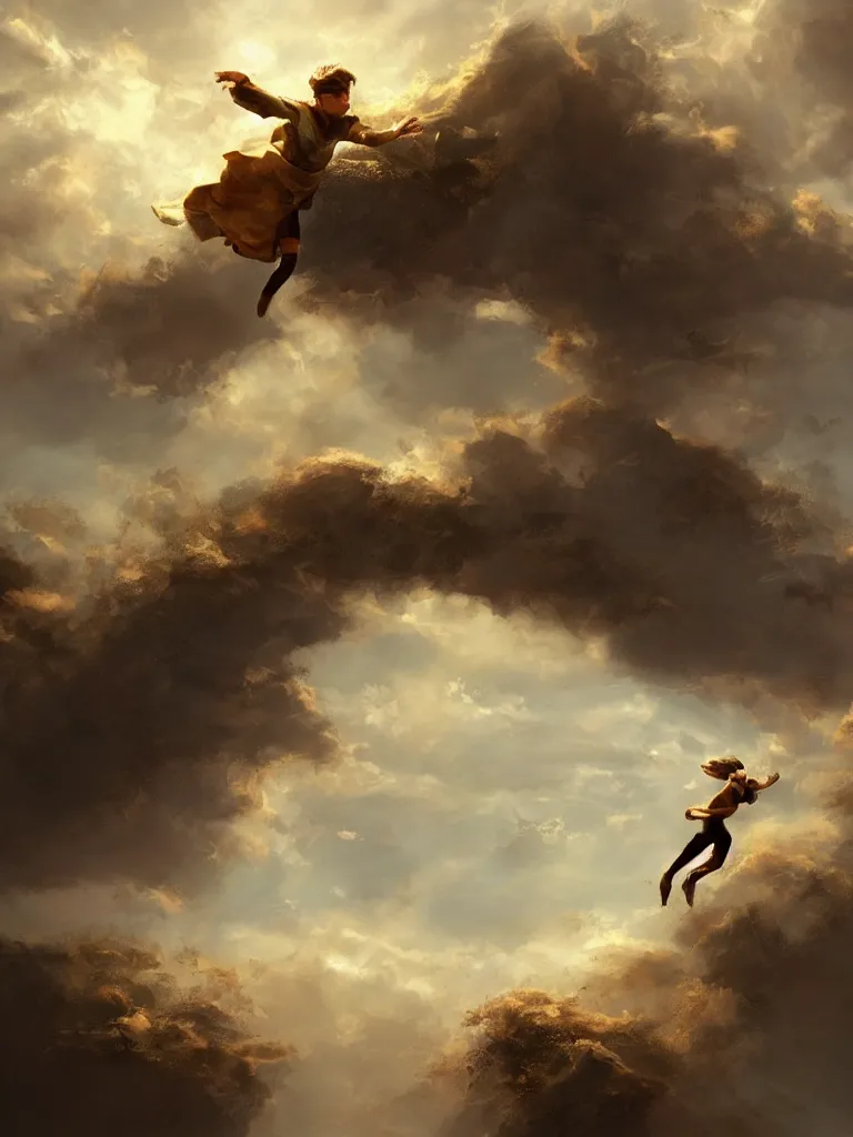 Image similar to jumping to the sky by disney concept artists, blunt borders, rule of thirds, golden ratio, godly light, beautiful!!!