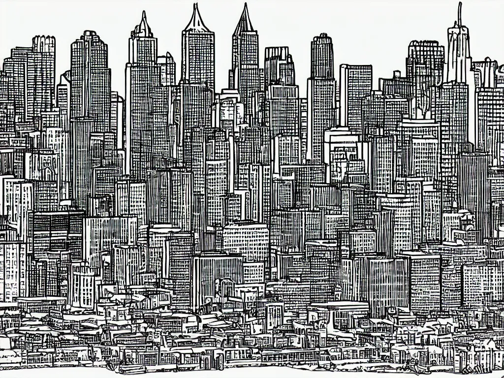 Prompt: extremely detailed drawing of the milwaukee skyline in the style of bill watterson