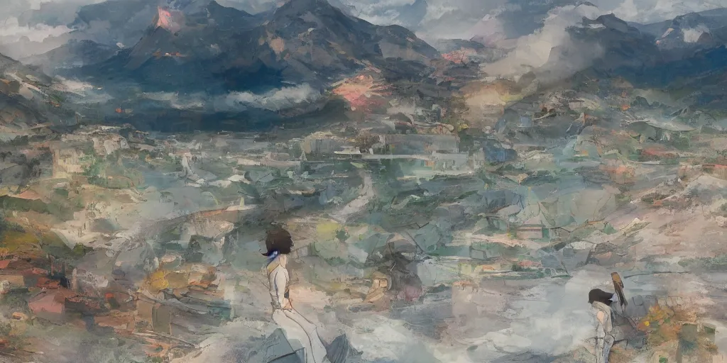 Image similar to sea, night, mountain, summer festival, wide landscape, eva, war, lonely, art by makoto shinkai