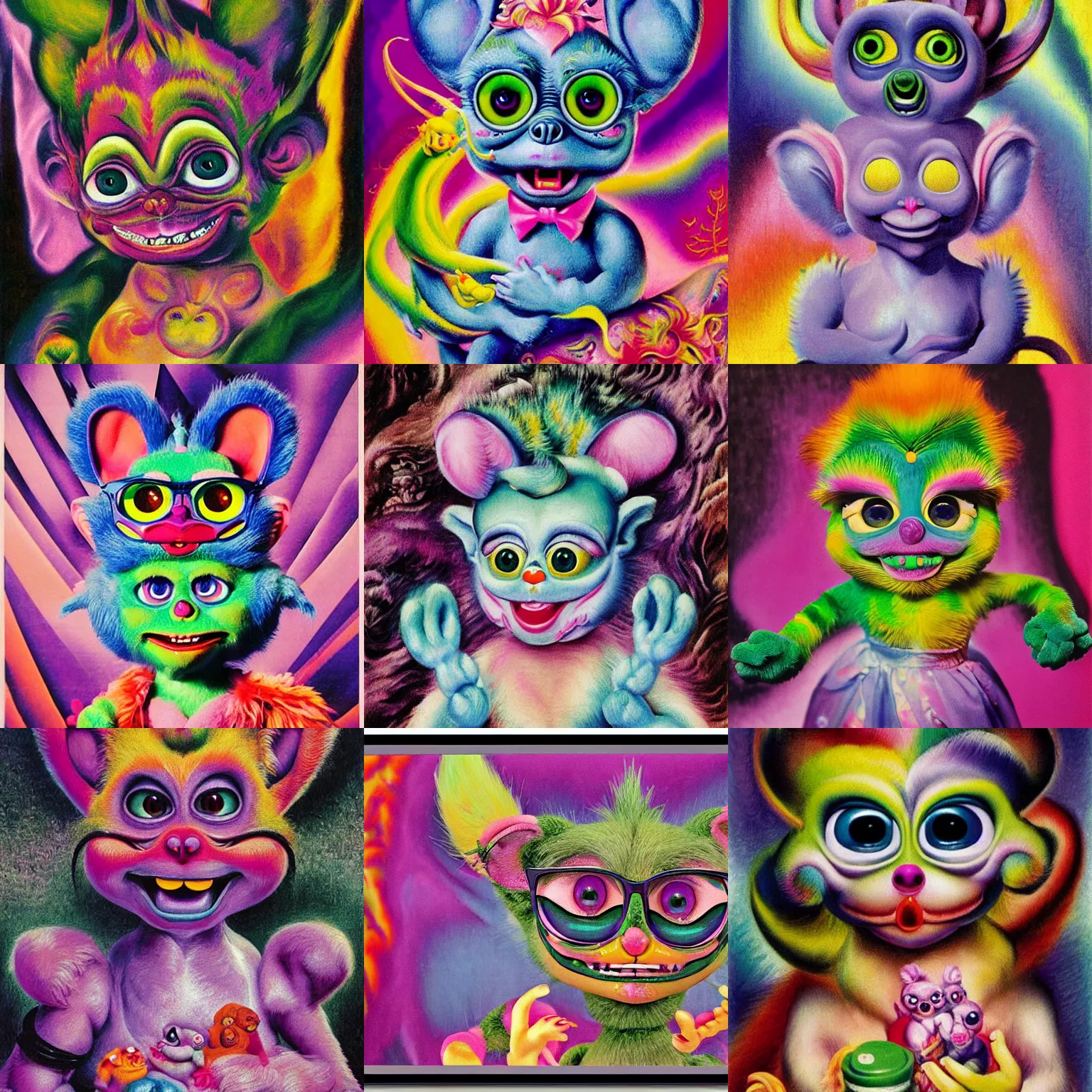 Hyperreal Hindu Furby Rat Fink Barbie Kewpie Dragon Stable Diffusion 