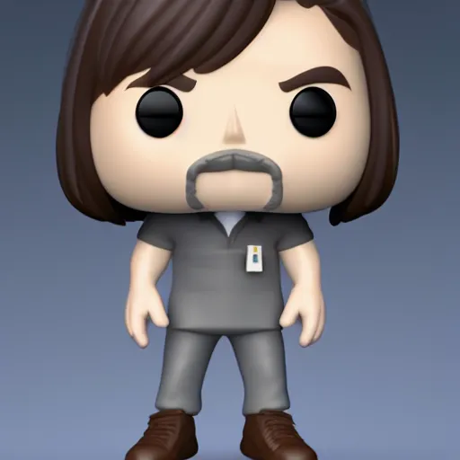 Image similar to a 3d render of Brian Cox as a funko pop, studio lighting, grey background