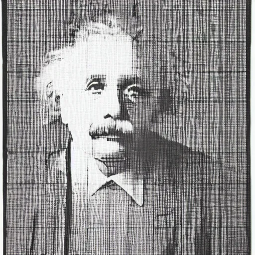 Image similar to halftone journal print of einstein being arrested.