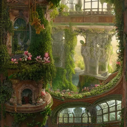 Prompt: paint surrealist 🥦🏰🍄, ferdinand knab, high definition and detailed 4 k