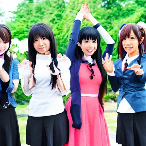 Prompt: real-life k-on, a still of a Japanese music movie