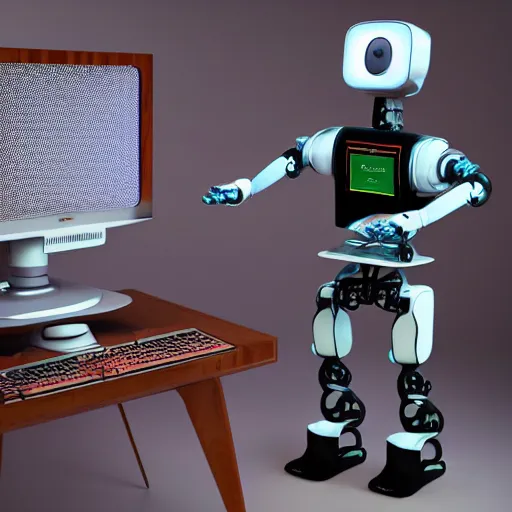 Image similar to humanoid robot with a retro computer screen as its head