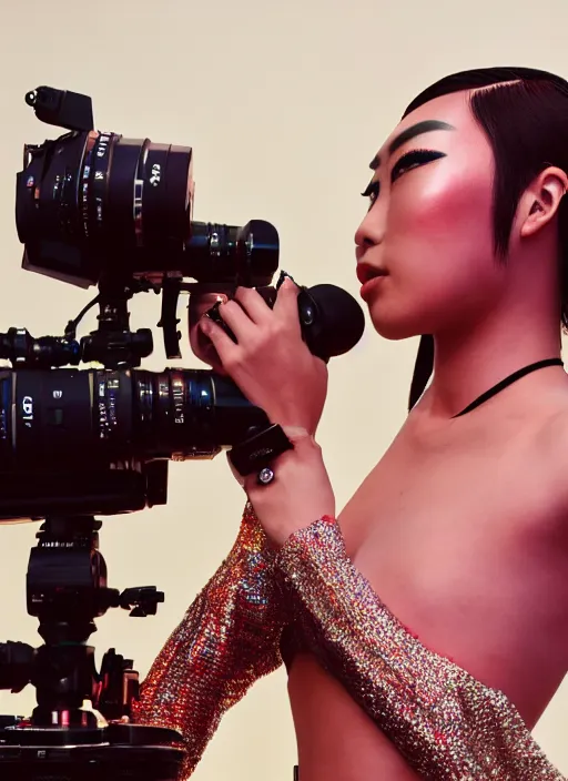 Image similar to rina sawayama winning a grammy award, red weapon 8 k s 3 5, cooke anamorphic / i lenses, highly detailed, cinematic lighting