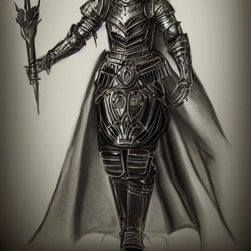 Prompt: concept pencil art of the queen in a knights armour