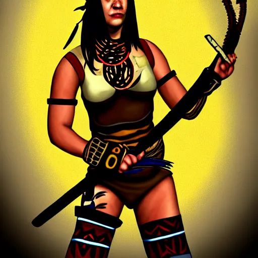 Image similar to Sheva Alomar as native girl fighting large worm, by Buckethead on Deviantart