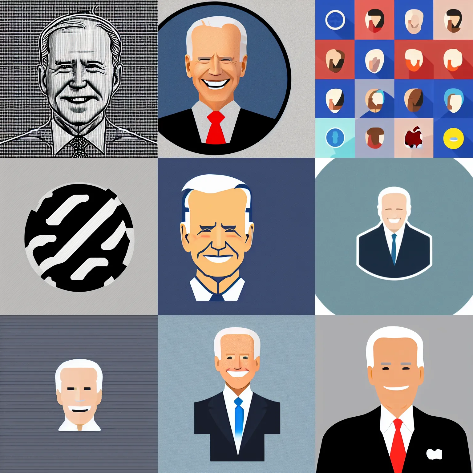 Prompt: stylized flat icon of joe biden, in the style of apple ios icons, flaticon, behance, minimalist flat design, 2 5 6 x 2 5 6