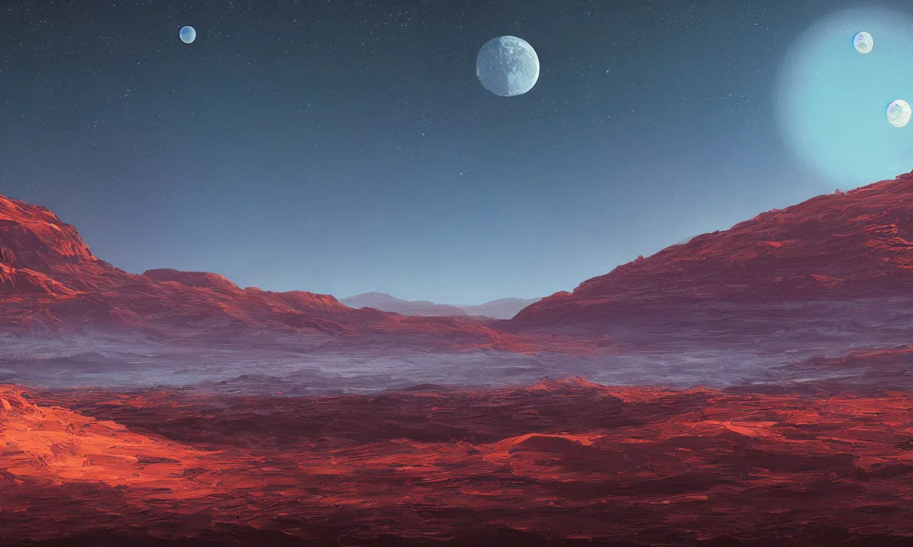 Image similar to mars and moon ground by alena aenami artworks in 4 k