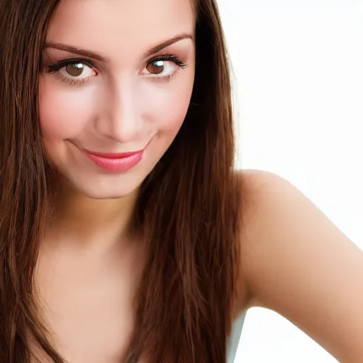 Prompt: face of a young brunette woman with hooknose