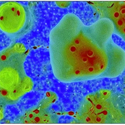 Prompt: a microscopy image showing an abnormal stained nucleus