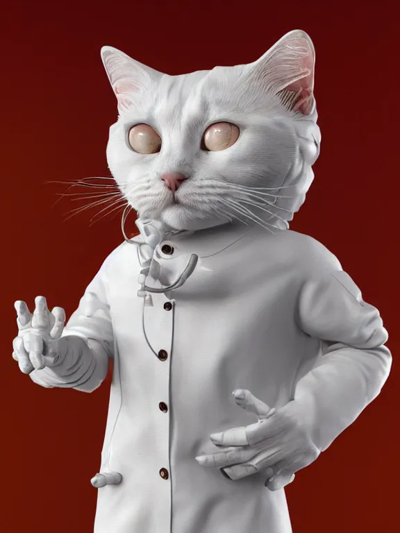 a humanoid cat wearing a scientist white coat, digital, Stable Diffusion