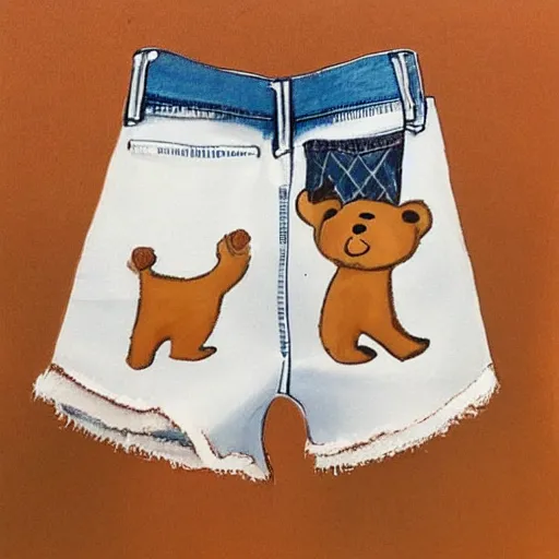 Image similar to a bear wearing jean shorts