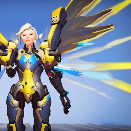 Image similar to mercy with pharah, in overwatch official style