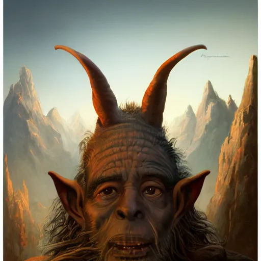 Prompt: Beautiful hyperrealistic detailed matte painting of a grey goblin with long ears and a triangular upwards pointing nose, by andreas rocha and john howe, and Martin Johnson Heade, featured on artstation, featured on behance, golden ratio, ultrawide angle, f32, well composed, cohesive