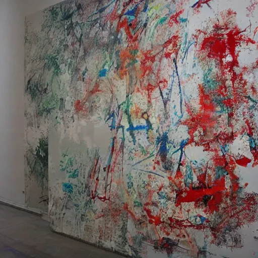 Image similar to large scale painting by cy twombly, high resolution art scan, well lit, swirling loops