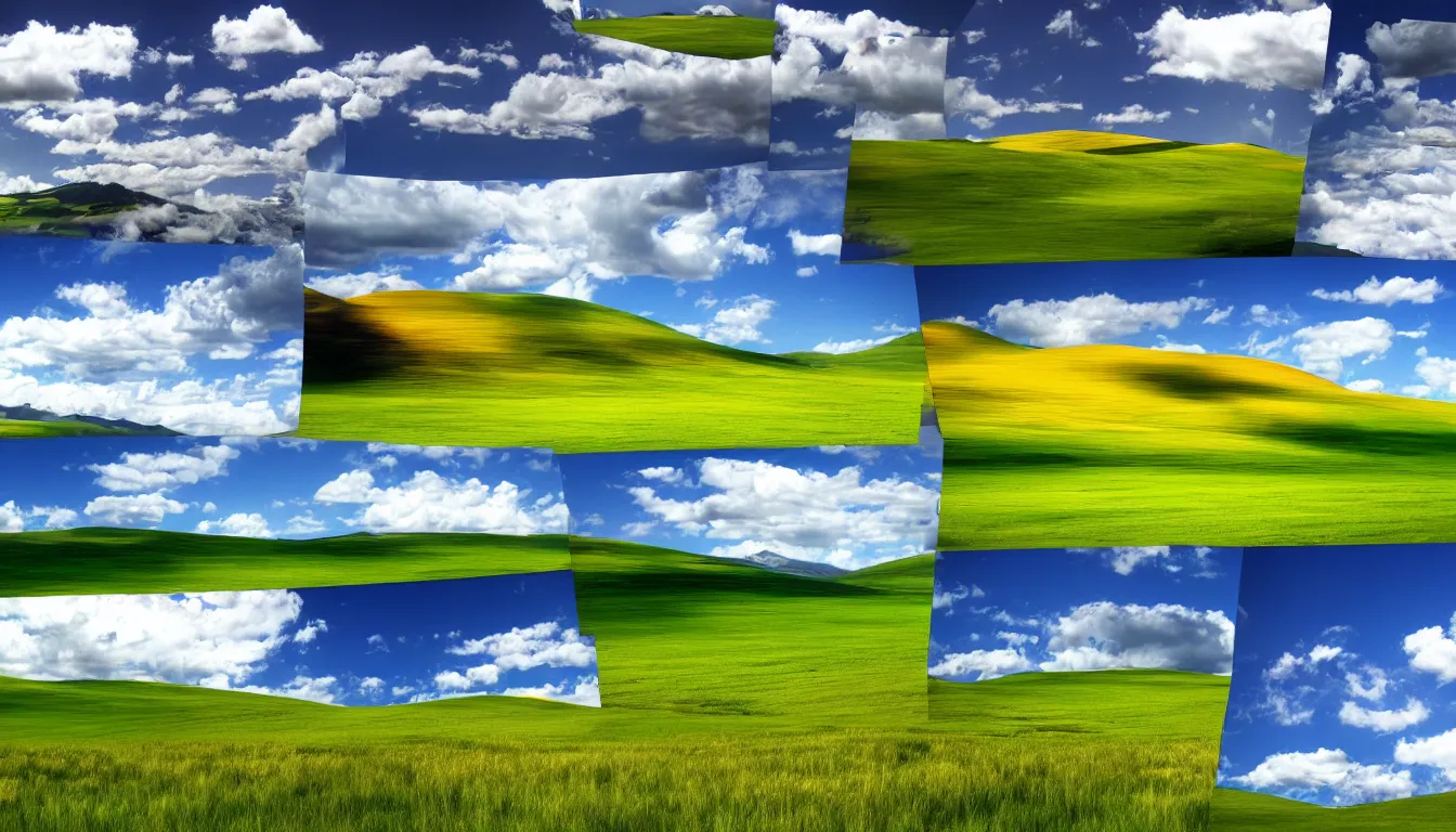The Windows XP background, but the colors are all | Stable Diffusion