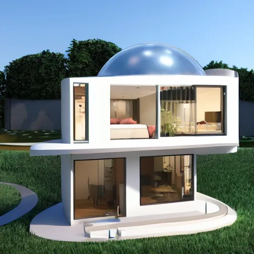 Image similar to a modern mini house in a crystal ball octane render hyperdetailed, house and home, home and garden,