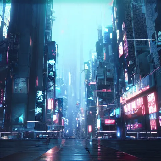 Image similar to cyberpunk dystopia wide angle shot makoto shinkai