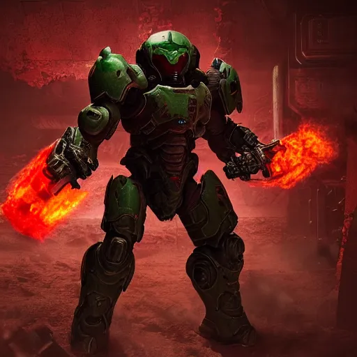 Image similar to doom slayer from doom eternal, photography