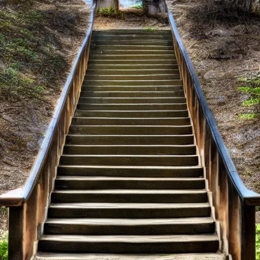 Prompt: stairs to the ted house HD 8K