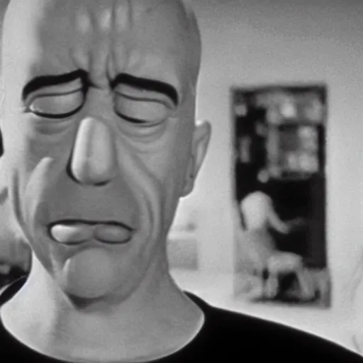 Prompt: A still of homer simpson in Psycho (1960)