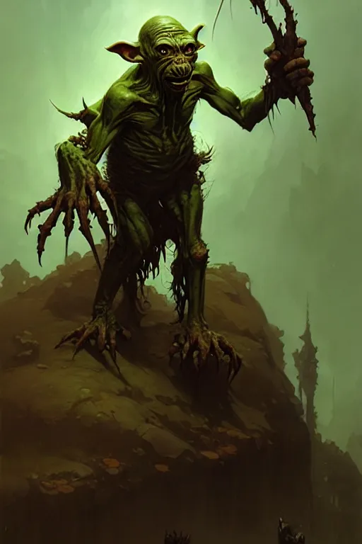 Image similar to elder goblin by bayard wu, anna podedworna, gaston bussiere, greg rutkowski