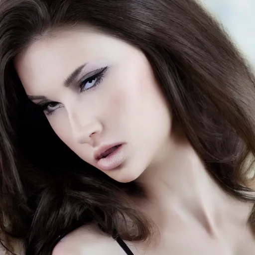 Prompt: photo beautiful brunette woman