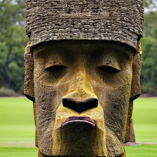 Image similar to national geographic photograph of an Easter island head statue that looks like LeBron James