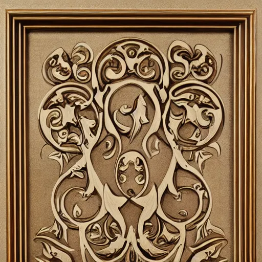 Prompt: an scrollwork engraving by sam alfano and russ abbott