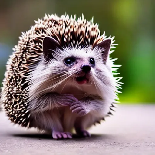 Prompt: a hedgehog - cat - hybrid, animal photography