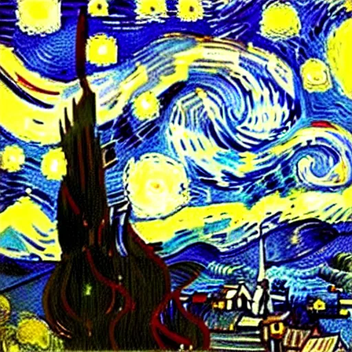 Prompt: the starry night by van gogh