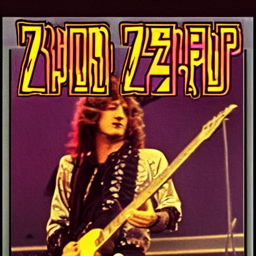 Image similar to young Led Zeppelin, 1969 Led Zeppelin live at Lollapalooza 1994, VHS quality, live in concert, concert footage