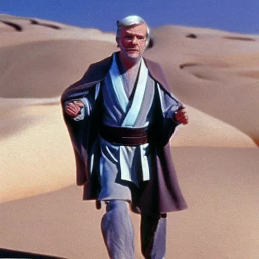 Prompt: “Steve Martin as Obi Wan Kenobi. shallow focus, colourised, 8k.”