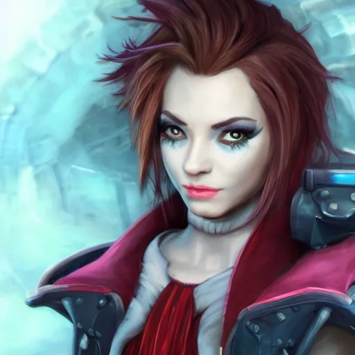 Image similar to a realistic portrait of vi from arcane